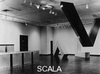 ******** Installation view of the exhibition 'Primary Structures', The Jewish Museum, NY, April 27 - June 12, 1966. Donald Judd, Untitled (1966), and Untitled (1966); Robert Morris, Untitled (2 L beams), and Robert Grosvenor, Transoxiana (1965)