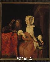 Metsu, Gabriel (1629-1667) Woman Tuning a Mandolin