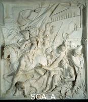 Puget, Pierre (1620-1694) Alexandre le Grand (356 avant JC-323 avant JC.) rencontre le philosophe grec Diogene le Cynique (413 avant JC-327 avant JC) dans son tonneau' 1693. Provenant de la salle des cent suisses (Louvre).