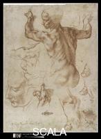 Michelangelo (Buonarroti, Michelangelo 1475-1564) Studies for the Libyan Sibyl (recto); Studies for the Libyan Sibyl and a small Sketch for a Seated Figure (verso), 1508-12