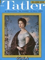 ******** Tatler Royal Wedding Souvenir Number, 1960. Front cover of The Tatler celebrating the royal wedding between Princess Margaret and Tatler photographer, Anthony Armstrong-Jones (later Earl Snowdon) at Westminster Abbey on 6 May 1960.  The cover features the famous portrait of Margaret by Pietro Annigoni, painted for her between 1957 and 1958.. Front cover of The Tatler, 11 May 1960. 1960