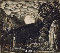 ******** Shepherds under a Full Moon. Shepherds under a Full Moon. Samuel Palmer. Samuel Palmer - Pen and brown ink with brush in India ink heightened with bodycolour on white card. 1830