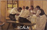 ******** Lunch (The Soup, Version II), 1910. Found in the collection of the Leopold Museum, Vienna. Artist: Egger-Lienz, Albin (1868-1926)