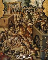 ******** Screen with scenes of the spanish conquest: Battle at Tenochtitlan