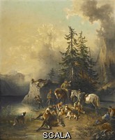 Weixlgaertner, Eduard (1816-1837) Hunting Scene, after Friedrich Gauermann (1807-1862), 19th century