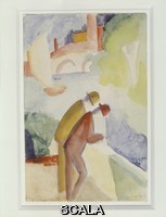 Macke, August (1887-1914) Two Figures at the River, 1913. Watercolor, gouache, and charcoal on paper, 24.1 x 16.5 cm. Neue Galerie New York. This work is part of the collection of Estée Lauder and was made available through the generosity of Estée Lauder