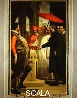 Passignano (Cresti, Domenico, called 1558-1638) Michelangelo Presents the Model of Saint Peter's to Paul IV