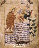 ******** Ms 2744 Gospel by the painter Simeon of Arces: The baptism of Christ, f. 4r, 1305