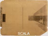 Mies van der Rohe, Ludwig (1886-1969) German Pavilion, Barcelona (Spain), International Exposition, 1928-29. Prospettiva interna
