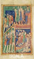 ******** M. 736,  Life, Passion, and Miracles of St. Edmund, King and Martyr, f.10: Danes attacking a town. England (Bury St. Edmund's), c. 1130.