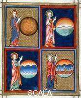 ******** Creation of the earth, dividing the waters, creation of the heavens, creation of plants. Psalter, France (probably Arras), last quarter 13th c. M.730, f.9.