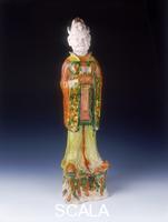 Chinese art Sancai pottery figure of an official of Khotanese type, High Tang period, China, 684-756.