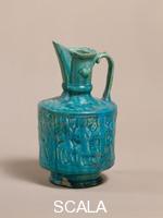 Islamic art Glazed monochromatic moulded ceramic jug. Iran, 12th-13th century