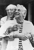 ******** Leonard Bernstein (1918-1990) and Aaron Copland (1900-1990), American composers, 1987.